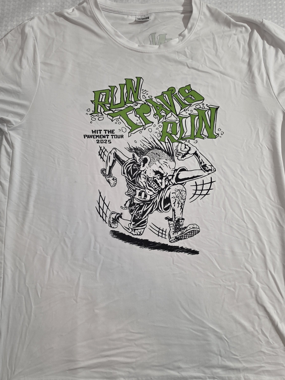 Travis Barker Run Travis Run 2025 Tour Shirt White Adult XL 5K Performance Tee
